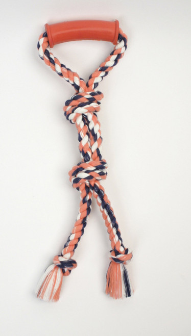 Mammoth Pet Products Color Twin Tug Toy With Rubber Handle Twin Tug With Handle Multi-Color 26 In, Large