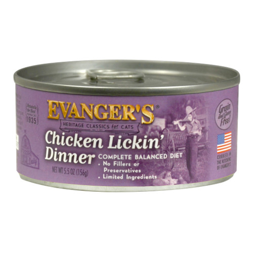 Evangers Heritage Classic Chicken Lickin' Dinner Canned Cat Wet Food 24Ea/5.5 Oz, 24 Pk