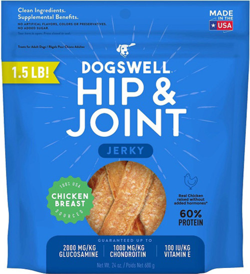 Dogswell Hip & Joint Jerky Grain-Free Chicken Breast for Dogs, 24 oz. Stainless steel