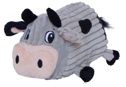 Outward Hound Fattiez Cow Plush Dog Toy, Grey, Medium Black