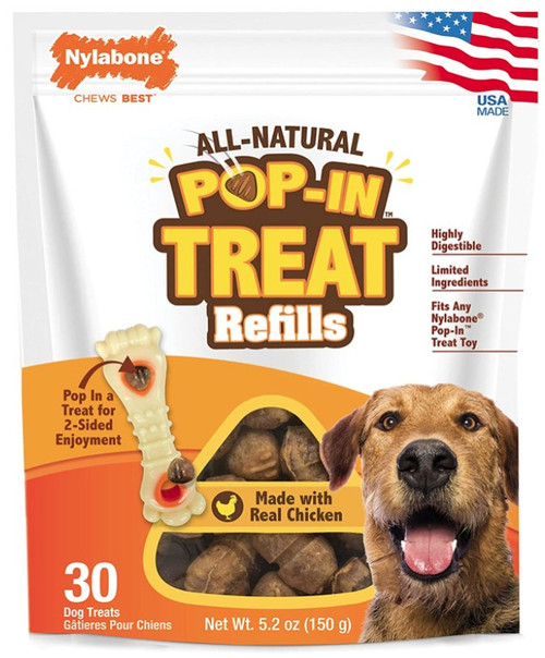 Nylabone PopIn Dog Treat Refills for Treat Toy Combo Chicken Flavor 1ea/30 ct