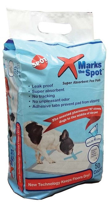 Spot X Marks The Spot Puppy Training Pads White 50 Pk, 22 In X 22 In