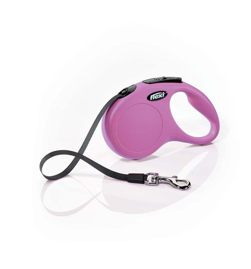 Flexi Classic Retractable Tape Dog Leash Pink 16 Ft, Small