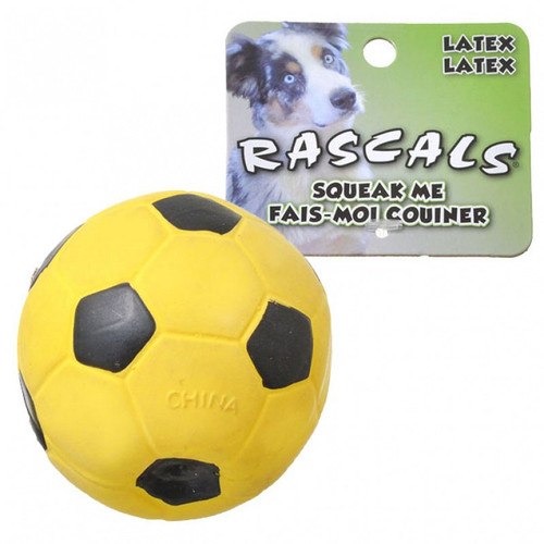 Coastal Rascals Latex Soccerball Dog Toy Yellow 3in
