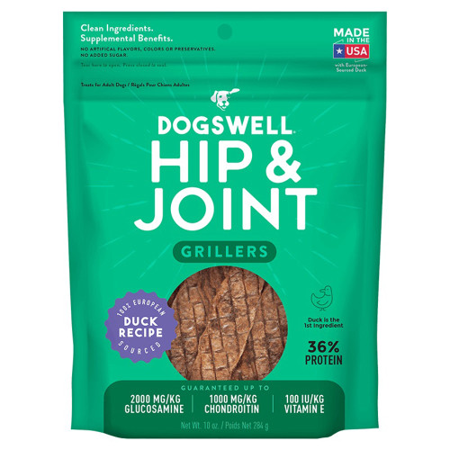 Dogswell Grillers Hip & Joint Dog Treats - Duck 10 oz Black