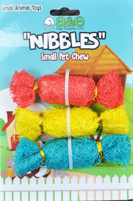 AE Cage Company Nibbles Candy Loofah Chew Toys 3 count