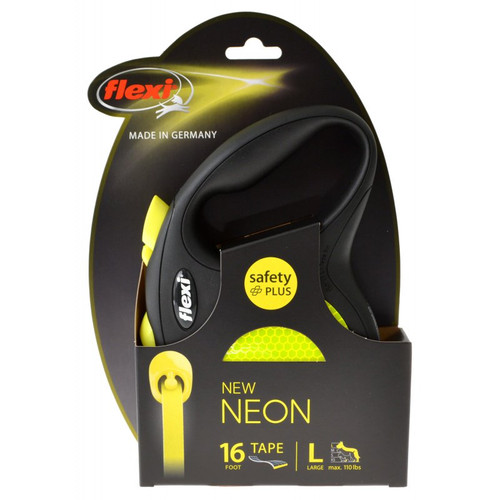 Flexi New Neon Retractable Tape Leash Large - 16\' Tape (Pets up to 110 lbs)