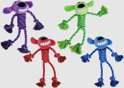 Multipet Loofa Dog Toy W/ Rope Body Assorted 11 In