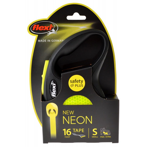 Flexi New Neon Retractable Tape Leash Small - 16\' Tape (Pets up to 33 lbs)