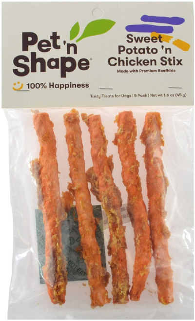 Pet n Shape Sweet Potato n Chicken Stix Made with Beefhide Dog Treat -  1.6 oz
