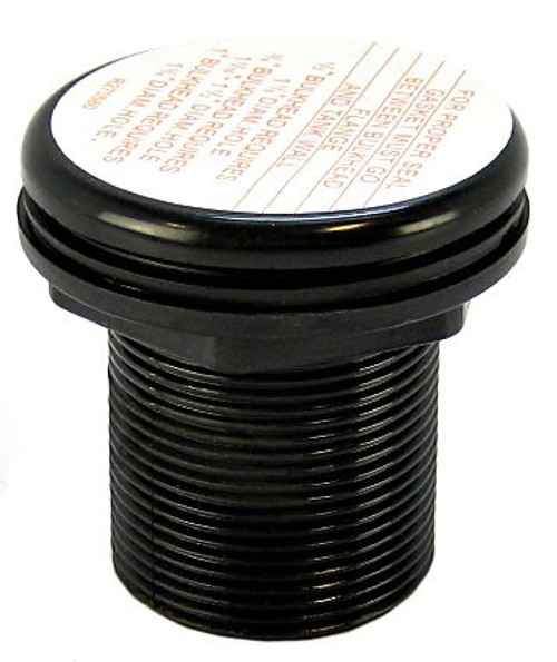 Lifegard Aquatics Double Threaded Bulkhead - Black 1" (1.75" Hole Size)