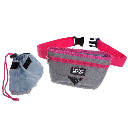 DOOG Treat and Training Pouch Large Grey/Pink 8" x 8" x 5" - TP02B