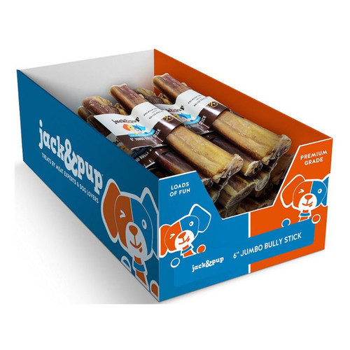 Jack & Pup D 6" Jumbo Bully  Stick 40Ct Disp Box