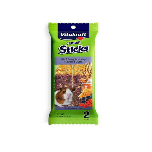 Vitakraft Crunch Sticks Wild Berry & Honey Flavored Glaze Treat for Guinea Pig 3.75 oz 2 Count