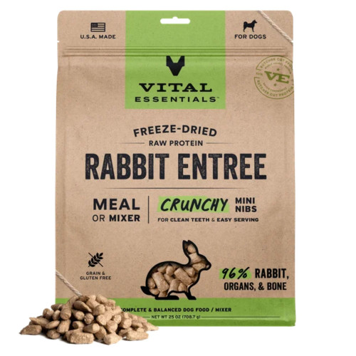 Vital Essentials Dog Freeze-Dried Mini Nibs Rabbit 25oz.