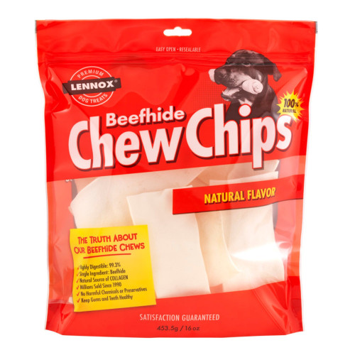 Lennox Beefhide Chew Chips Dog Treat Natural, 1ea/16oz.