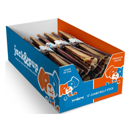 Jack & Pup Dog 12" Jumbo Bully Stick 20Ct Display Box