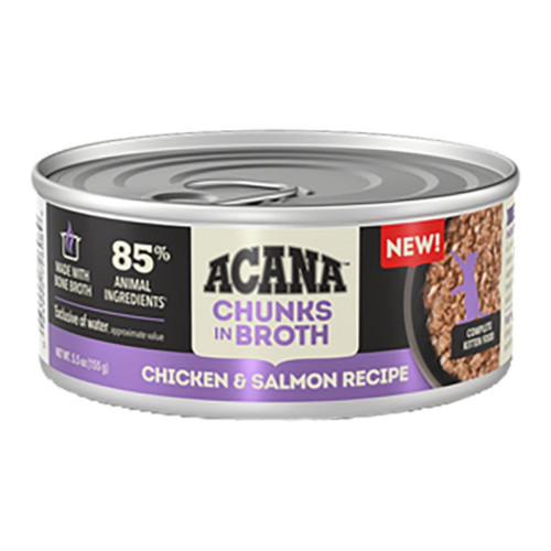 Acana Cat Grain Free Chunks In Broth Chicken & Salmon Recipe For Kittens 5.5oz. (Case of 12)