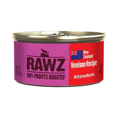 Rawz Cat 94% Venison Green Mussels Pate 3oz. (Case of 24)
