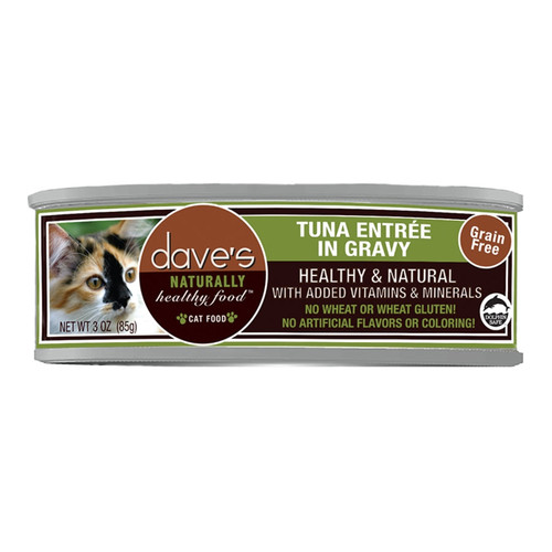 Dave's Pet Food Cat Naturally Healthy Tuna Entree In Gravy 3oz. (Case of 24)