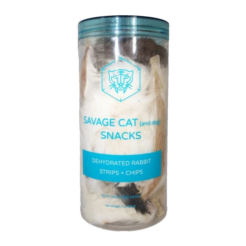 Savage Cat Dog Cat Dehydrated Rabbit Strips & Scalp Chips 3oz.