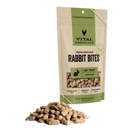 Vital Essentials Dog Freeze-Dried Grain Free Rabbit Bites Treats 2oz.