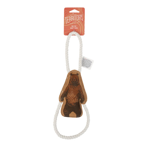 Territory Dog Natural Leather Color Grizzly Bear Tug Toy 14in.