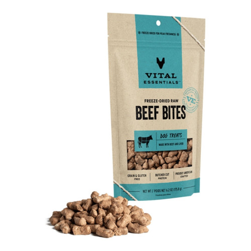 Vital Essentials Dog Freeze-Dried Treat Bites Beef 6.2oz.