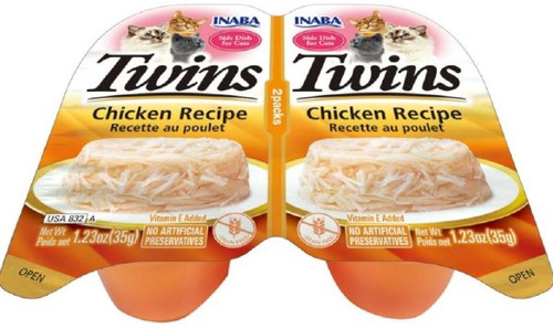 Inaba Twins Side Dish For Cats Chicken 1.23oz. 2 Pk (Case of 6)