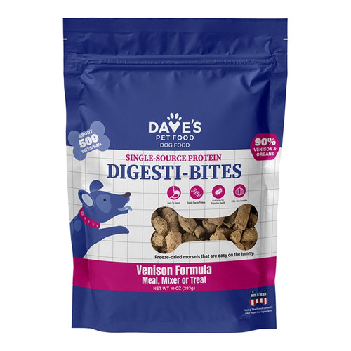 Dave's Pet Food Dog Digesti-Bites Freeze-Dried Venison 10oz.