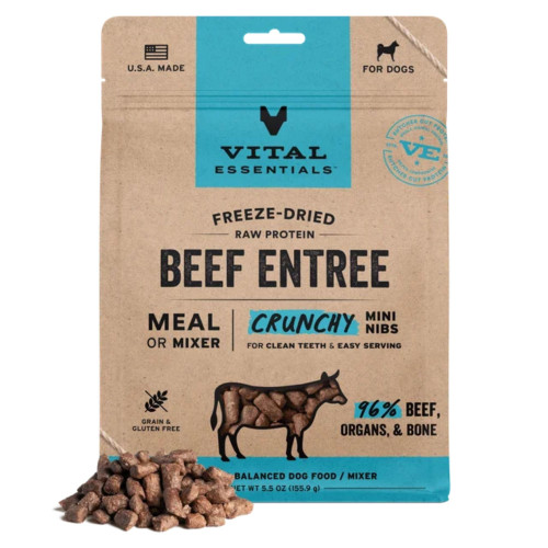 Vital Essentials Dog Freeze-Dried Raw Grain Free Beef Entree Mini Nibs 5.5oz.