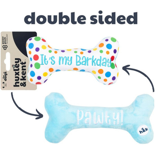 H&K Power Plush Dog It's My Barkday Bone Small Squeak Crinkle