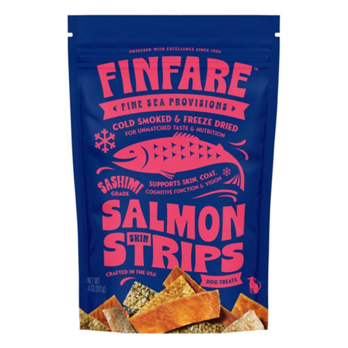 Finfare Dog 4oz. Freeze-dried Smoked Salmon Skin Strips