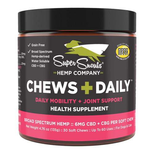 Super Snouts Dog & Cat Grain Free Chews + Daily Mobility + Joint Support Hemp Chew - 30 Count