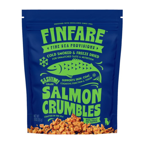 Finfare Dog 9oz. Freeze-dried Smoked Salmon Crumbles Treat Topper