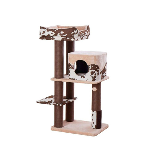 PetPals Cowboy Cat Tree Brown Cow Print 50 in, XL