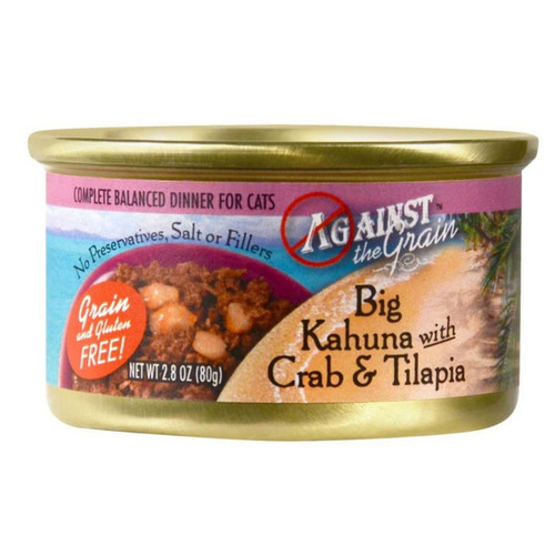 Against the Grain Big Kahuna With Crab & Tilapia Dinner Wet Cat Food 2.8oz. (Case of 24)