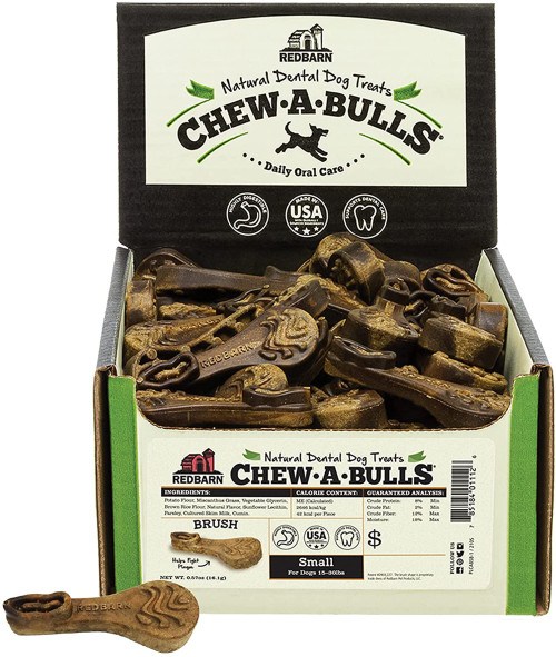 Redbarn Pet Products Chew-A-Bulls Brush Dental Dog Treats Small 24 count