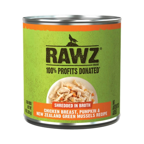 Rawz Shredded Dog Chicken Breast Pumpkin New Zealand Green Mussels 10oz. (Case of 12)