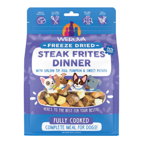 Weruva Dog Freeze-Dried Steak Frites Dinner Food 5.5oz. (Case of 12)