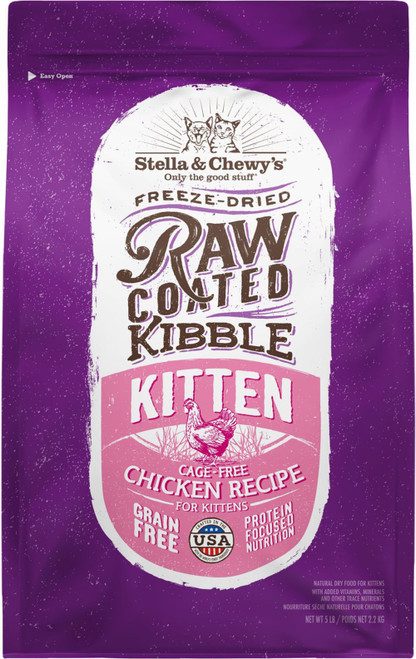 Stella & Chewys Cat Raw Coated Kitten Cage Free Chicken 5Lb