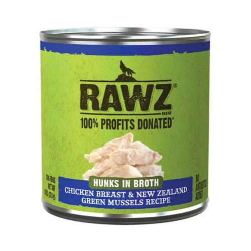 Rawz Hunks Dog Chicken Breast New Zealand Green Mussels 10oz. (Case of 12)