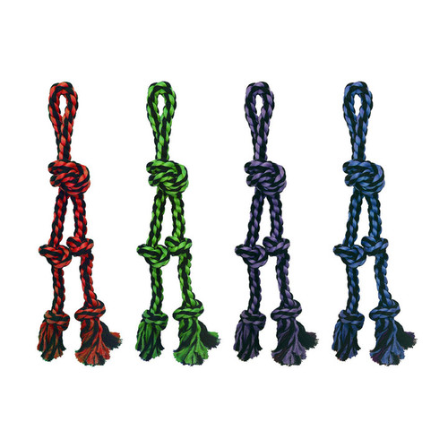 Multipet Nuts For Knots Rope Tug With 2 Danglers Dog Toy Rope With 2 Danglers Assorted 20 In, Large