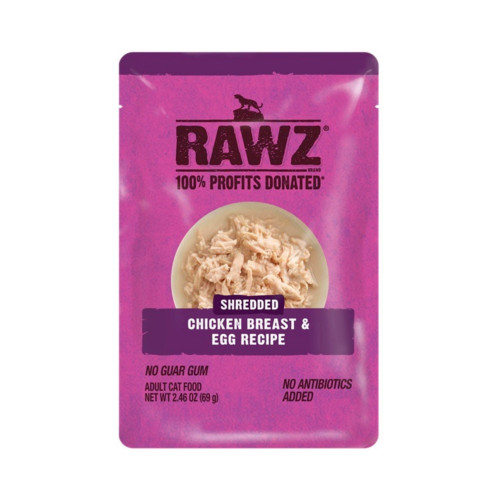 Rawz Shredded Cat Pouch Chicken Breast Egg 2.4oz. (Case of 8)