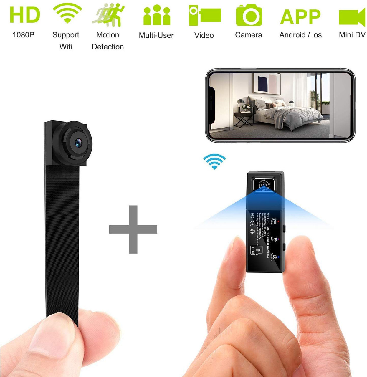 Mini Wireless Camera,Full HD 1080P Portable Small HD Nanny Camera