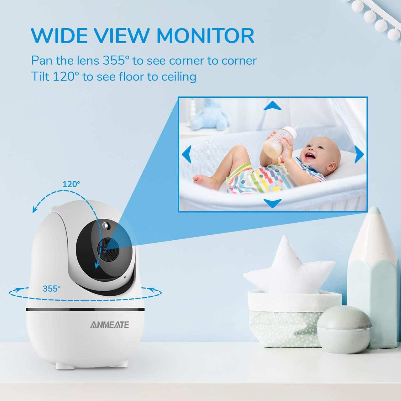 Baby Monitor with Remote Pan-Tilt-Zoom Camera, 3.5” Large Display Video Baby  Monitor with Camera and Audio, Infrared Night Vision, Two Way Talk, Room  Temperature