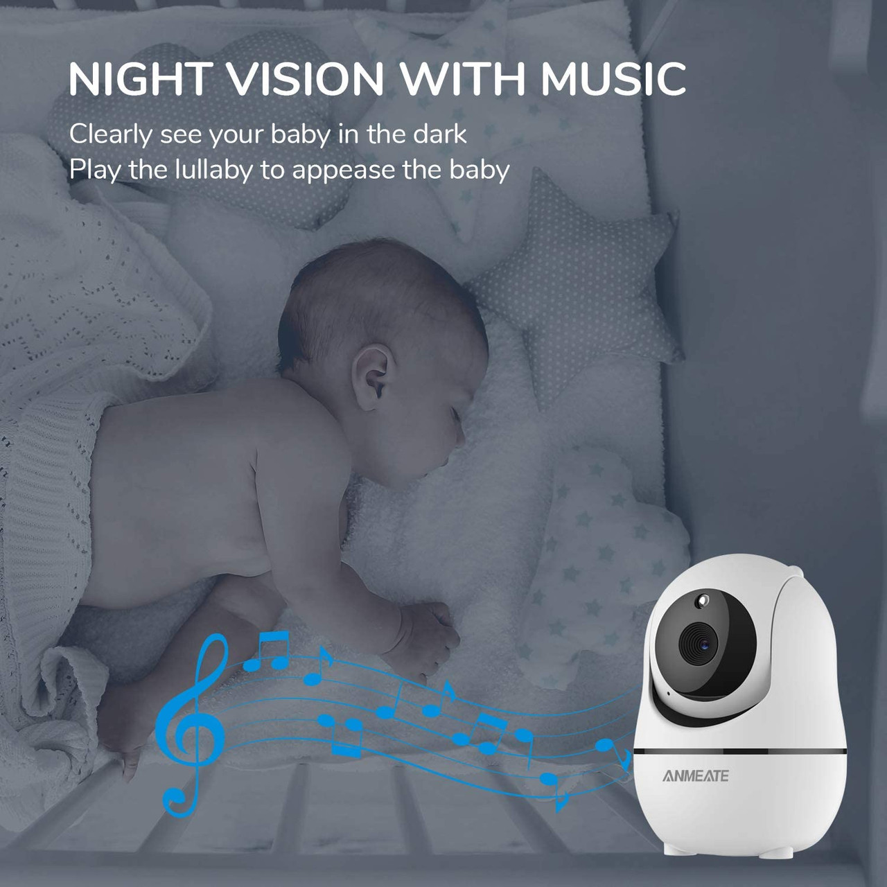 Baby Monitor with Remote Pan-Tilt-Zoom Camera, 3.5” Large Display Video  Baby Monitor with Camera and Audio |Infrared Night Vision |Two Way Talk  Room Temperature| Lullabies and 960ft Range