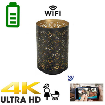 4K UHD WiFi Battery Operated Candle Holder Security Nanny Camera w/ 20 Hr Battery