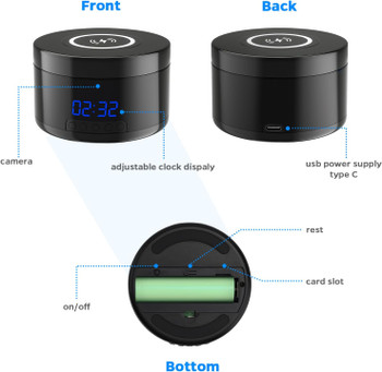 WiFi 4K With Wireless Charger,Motion Activated,Nanny Security  Camera  With 160°Viewing Angle