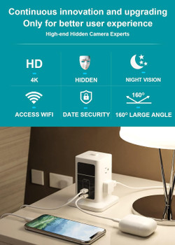 4K UHD Charger Hub Security Camera 160° Angle - Night Vision
